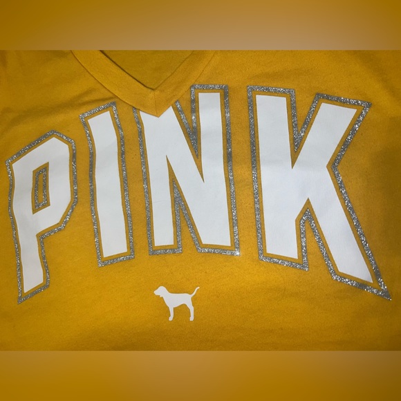 PINK yellow short sleeve V neck - Picture 3 of 3